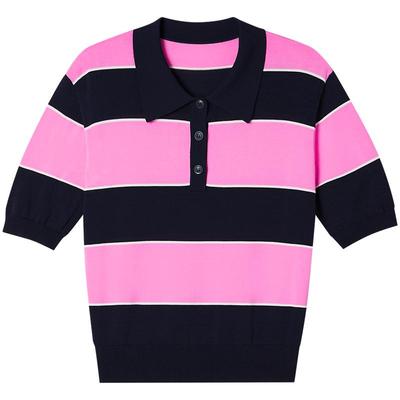 ToyzY夏季多巴胺撞色polo翻领短袖针织上衣女薄款