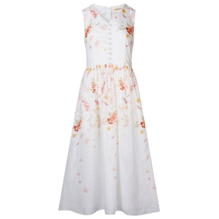 宝姿PORTSPURE女装舒适经典海岛假日植物印花浪漫连衣裙