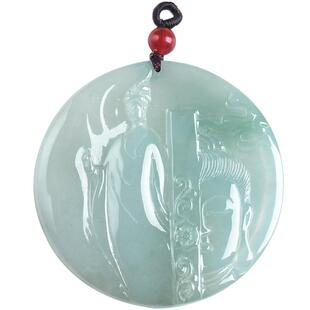 绿翠玉楼缅甸A货翡翠飘蓝花一念成佛玉牌吊坠挂件天然玉石男女