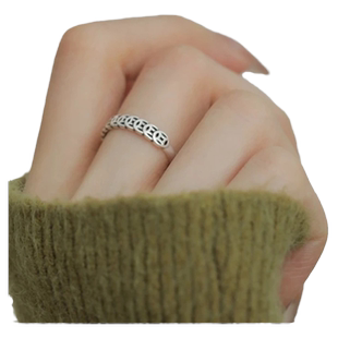 S925纯银复古开口新中式国风铜钱戒指个性小众设计感时尚新款百搭