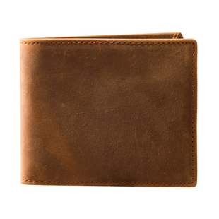 原创手工钱包短款男士真皮头层牛皮疯马皮简约复古驾驶证横款钱夹