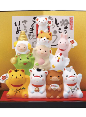 药师窑十二生肖叠罗汉陶瓷摆件