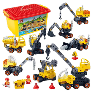 邦宝大颗粒拧螺丝积木儿童工程车积木玩具套装3-6岁益智拼插6539
