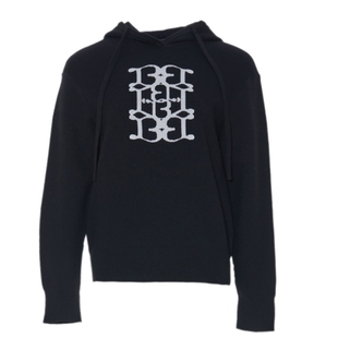 风笛2024冬季新款毛针织衫女休闲百搭字母套头连帽打底宽松卫衣