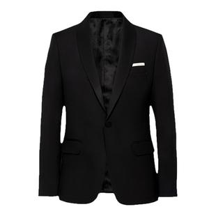 KIESSU量身定制黑色青果领修身结婚礼服宴会塔士多Tuxedo正装西服