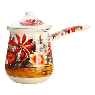 搪瓷迷你化黄油斗单把漏嘴含盖奶锅储奶罐奶壶英式咖啡奶杯