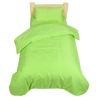 幼儿园纯棉被套三件套被子六件套双胆全纯棉绿粉黄色拼接刺绣LOGO