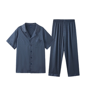 GOSO香蜜闺秀睡衣男短袖长裤凉感薄款春夏款宽松可外穿家居服套装