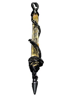 天然金发晶吊坠水晶原石编织灵摆