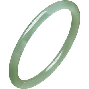 周六福果绿玉髓手镯圆条叮当镯新中式国风本命年礼物送妈妈