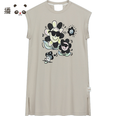 播broadcute童装连衣裙2024夏季新款女童卡通印花T恤裙KGR2L847