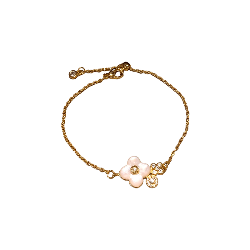 泡芙龙心四叶草手链女款幸运草手串闺蜜手链轻奢小众精致手绳手饰