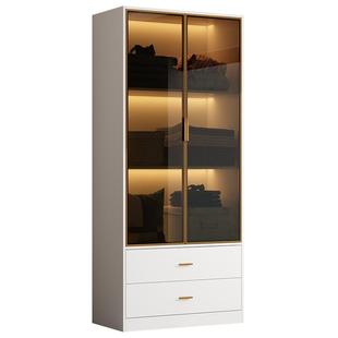 衣柜家用小户型现代简约定制轻奢玻璃门柜子儿童出租房经济型衣橱