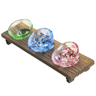 日本进口石冢硝子津轻彩色烧酒手工琉璃玻璃清酒杯冷梅子日式少女