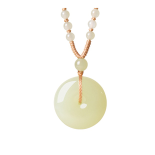 凤飞凰和田玉黄玉平安扣吊坠男女款玉坠玉石挂件学生玉佩节日礼物