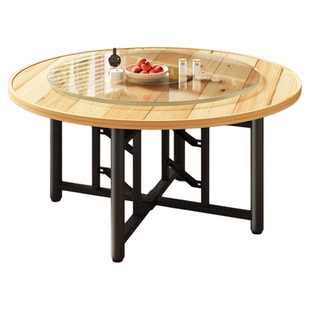 实木餐桌家用大圆桌圆桌面板圆餐桌带转盘家用吃饭饭桌单独圆桌面