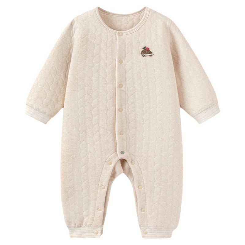 babylove婴儿连体衣秋冬季薄夹棉保暖哈衣爬服男女宝宝彩棉家居服