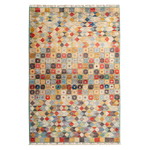 视觉味道 阿富汗进口羊毛地毯现代侘寂手工编织中古客厅环保地毯