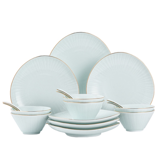 景德镇官方家用影青餐具套装陶瓷釉下无彩碗盘瓷器套装餐具乔迁