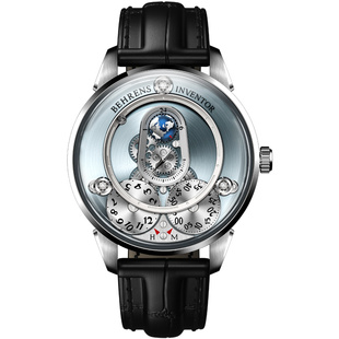 贝伦斯BEHRENS 无极Apolar自动机械腕表立体地月系统国产品牌手表