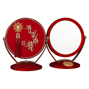 红色梳子结婚一对礼盒新娘陪嫁木梳镜子套装化妆镜家用气垫按摩梳