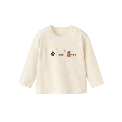 babylove婴幼儿t恤春秋竹节纯棉上衣宝宝可爱百搭打底衫长袖衣服