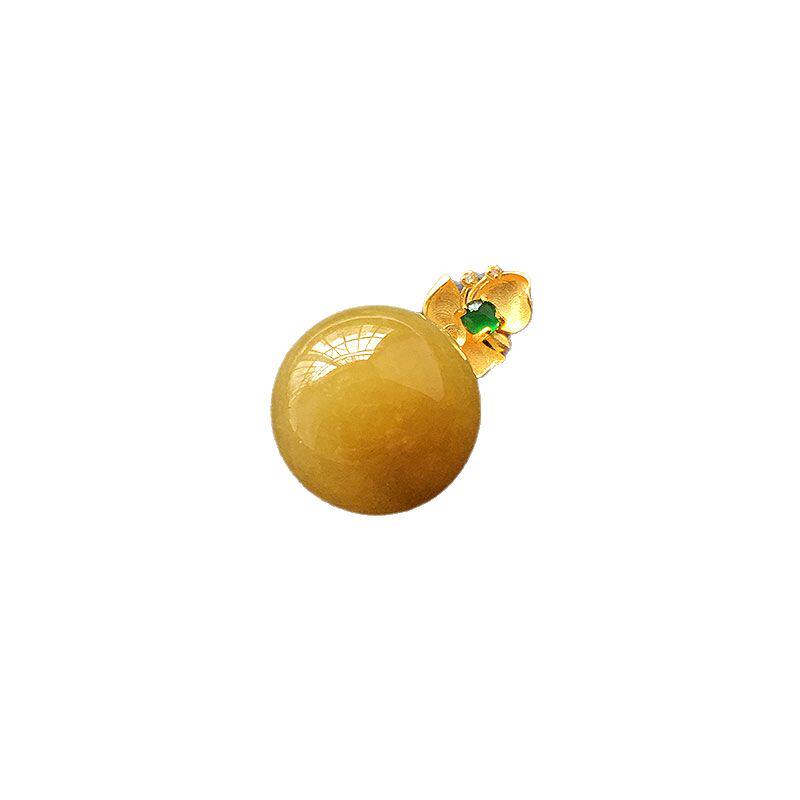 缅甸翡翠冰种满黄色玉珠子吊坠