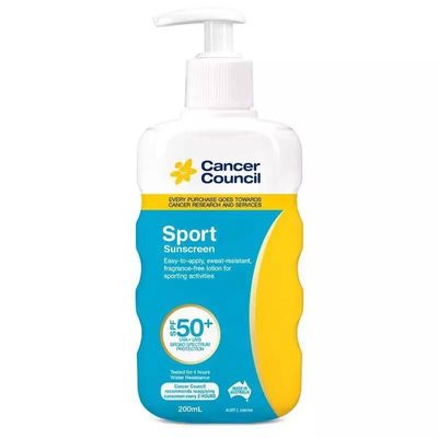 澳洲Cancer Council无油防晒乳水上户外运动SPF50+防水200ml