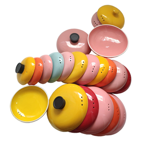 陶瓷砂锅盖配件彩色原装盖黄色炖奶锅汤煲盖药壶盖子通用橙色单卖