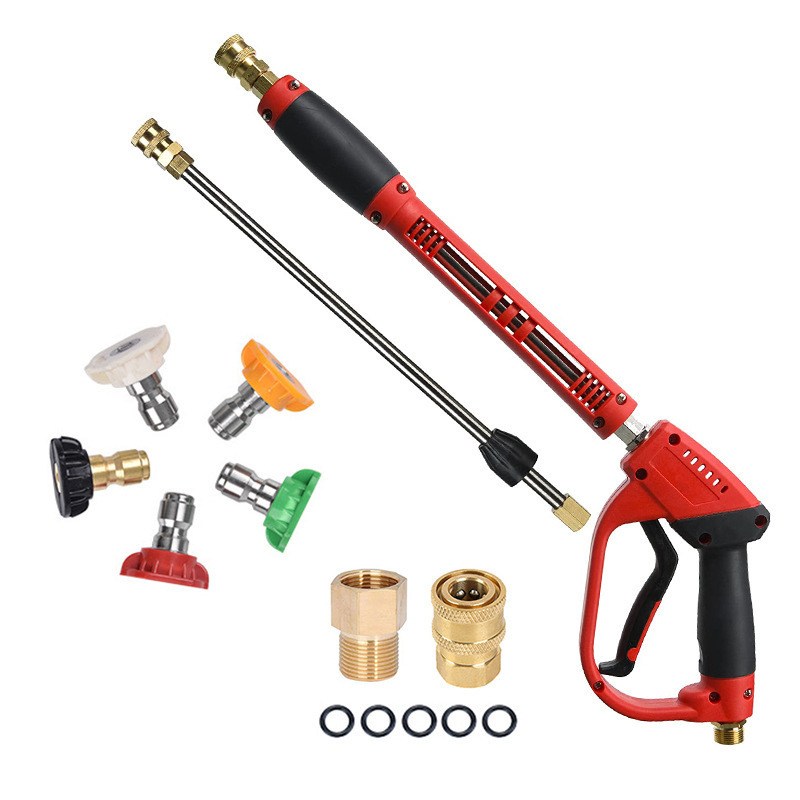 高压5000PSI陶瓷阀芯三合一洗车水枪清洗枪带5色喷嘴转换接头