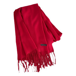 克莱因蓝绿色2025冬季新款纯色仿羊绒围巾韩版百搭礼物男女披肩潮