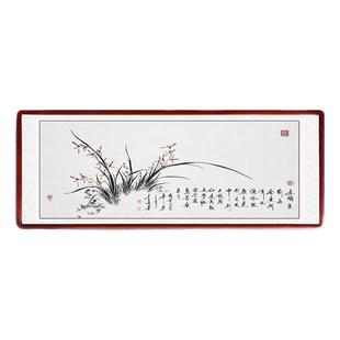 手绘国画兰花真迹客厅装饰画卧室挂画水墨画实木框装裱横幅三尺