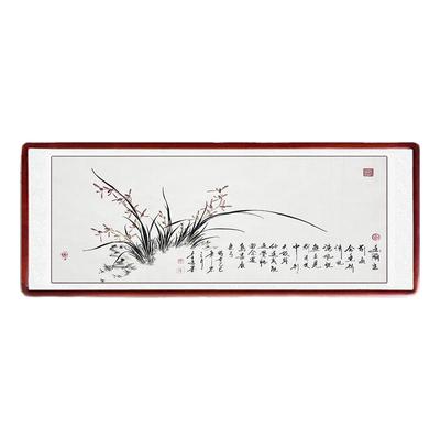 手绘国画兰花真迹客厅装饰画卧室挂画水墨画实木框装裱横幅三尺