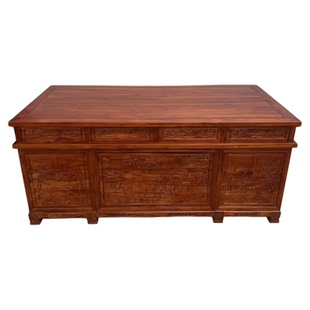 正宗老榆木实木中式书桌办公桌书柜大班台老板桌电脑桌写字台