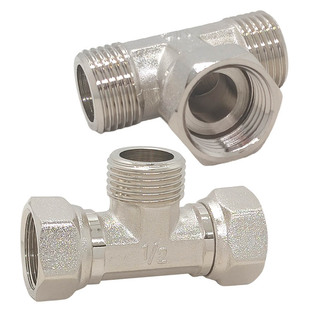 全铜镀镍活接三通大通经6分1寸外3/4异径外内变径三通热水器接头