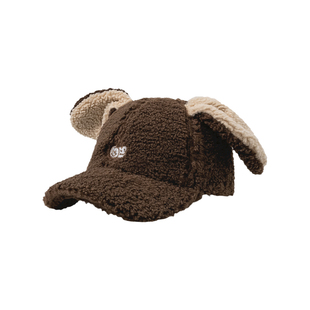 可爱小狗/秋冬毛茸茸耳朵棒球帽显脸小甜美毛绒鸭舌帽女ins帽子潮