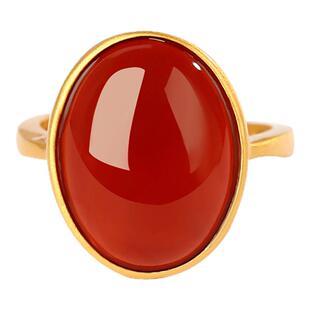 宫里上新红色戒指女纯银天然玉髓红玛瑙蛋面新中式生日礼物送妈妈