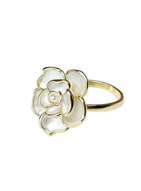 法式复古花朵戒指轻奢开口女
