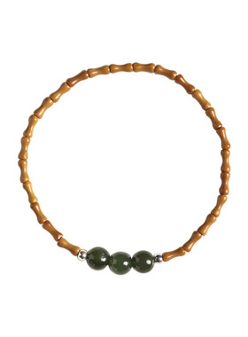 寒山橄榄核竹节和田玉石转运珠