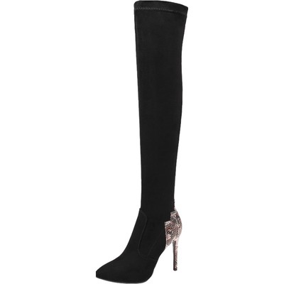 秋冬季新款高跟鞋加绒过膝长靴