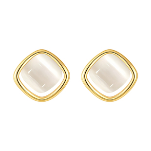 925纯银针猫眼石耳钉女轻奢高级感耳环2026马新年新款气质耳饰