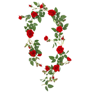 仿真玫瑰花藤假花藤条空调栅栏吊花装饰藤蔓管子塑料高档墙面遮挡