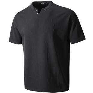 肌肉狗 健身短袖男夏季新品撞钉宽松休闲亨利衫训练服运动T恤