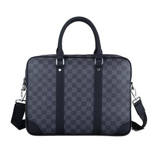 男士公文包手提包商务单肩斜挎包潮牌休闲大容量横款真皮电脑男包