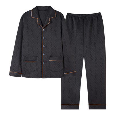 哚兰琪男士夹层空气棉睡衣套装秋冬条纹加厚长袖开衫家居服超柔软