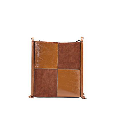 半坡真皮格子新款专柜复古托特包