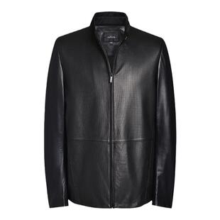 callisto卡利斯特男士秋冬黑色羊皮革立领拼接时尚挡风保暖单皮衣