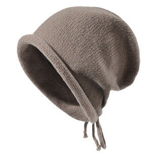 小卷边帽子堆堆帽大头围洋气时髦毛线帽日系冬季女显脸小针织帽冬