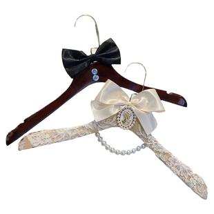 结婚拍照婚礼婚纱礼服专用高档实木蕾丝手工衣架伴手礼刻名字婚期