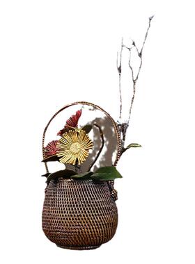 黄铜向日葵花篮艺术风桌面摆件